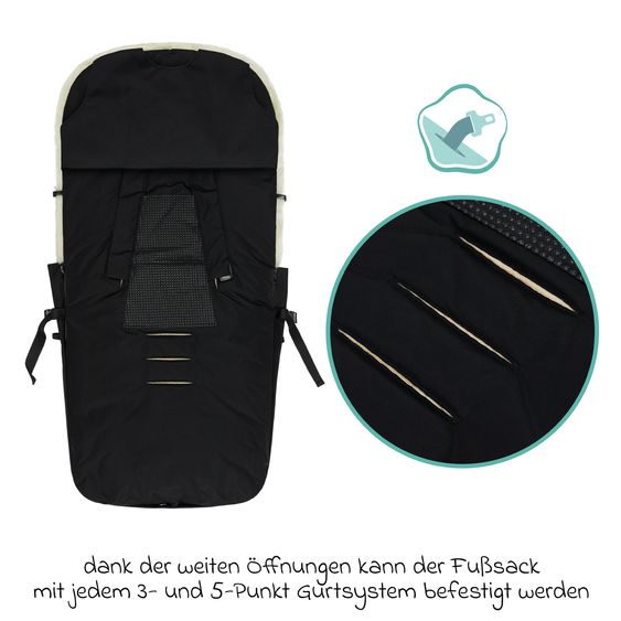Zamboo Sheepskin Footmuff Exclusive for buggy, sport and stroller - Black
