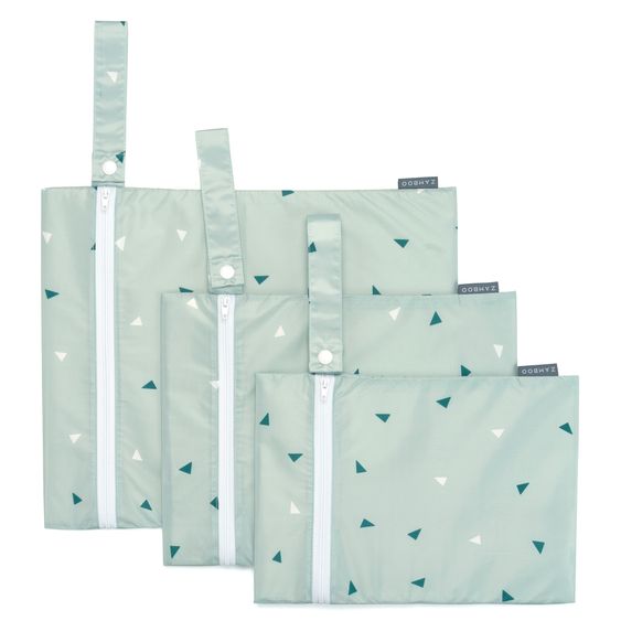 Zamboo Wet bag / diaper bag 3-pack - Triangle - Mint green