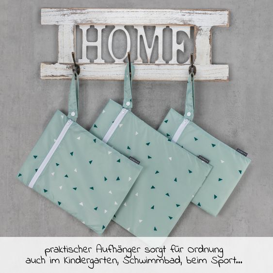 Zamboo Wet bag / diaper bag 3-pack - Triangle - Mint green