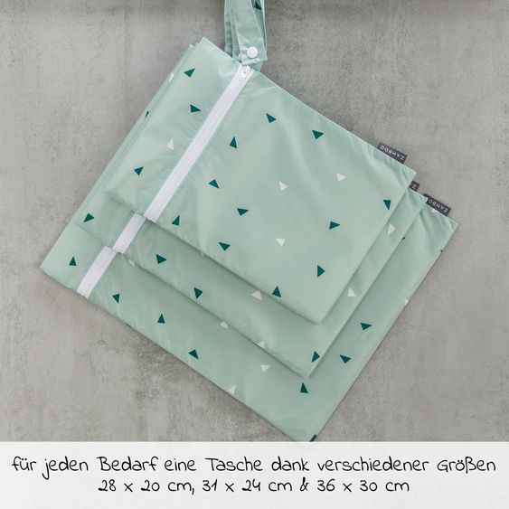 Zamboo Wet bag / diaper bag 3-pack - Triangle - Mint green