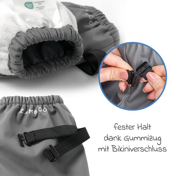 Zamboo Regenfüßlinge Overshoes mit Fleecefutter, wasserdicht und winddicht, mit Gummizug - Grau
