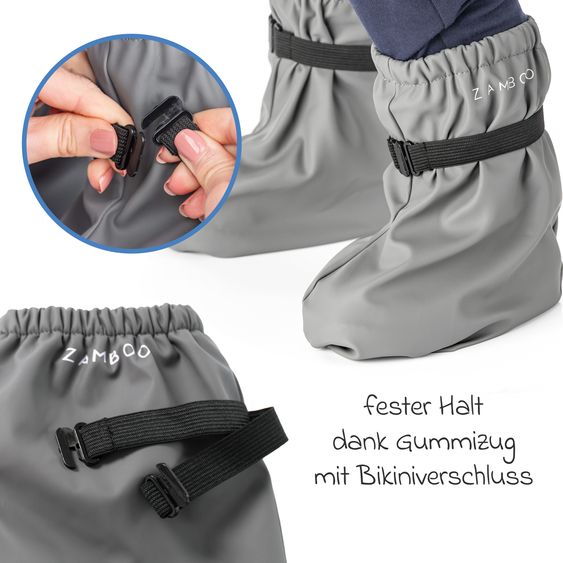 Zamboo Regenfüßlinge Overshoes, wasserdicht und winddicht, mit Gummizug - Grau