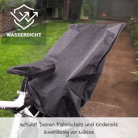 Zamboo Regenschutz für Kinder-Fahrradsitze (passend für Römer, Hamax, Thule etc.) - Schwarz