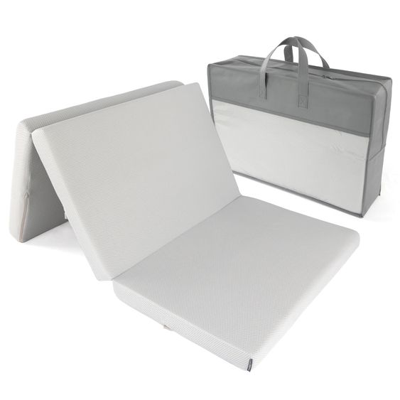 LaLoona Reisebettmatratze leicht, waschbar, atmungsaktiv, schadstoffgeprüft 60 x 120 cm / Höhe 5 cm - Grau