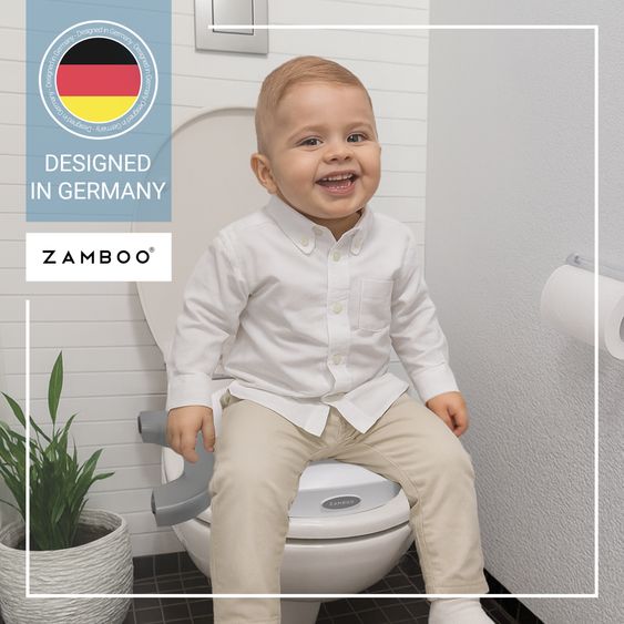 Zamboo Vasino da viaggio / sedile WC pieghevole con borsa per riporlo - bianco grigio