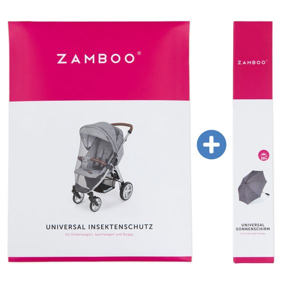 Zamboo Sommer- & Schutzset für Buggys mit Insektenschutz & Sonnenschirm