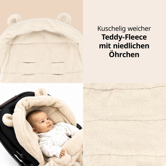 Zamboo Universal Chancelière pour Siège Auto Bébé, Nacelle & Poussette Canne - Teddy - Beige