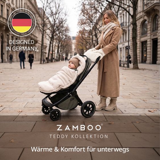 Zamboo Universal Chancelière pour Siège Auto Bébé, Nacelle & Poussette Canne - Teddy - Beige