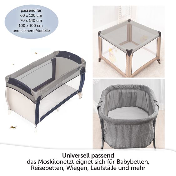 Zamboo Universal Insektenschutz / Mückennetz für Baby-Reisebetten - Grau