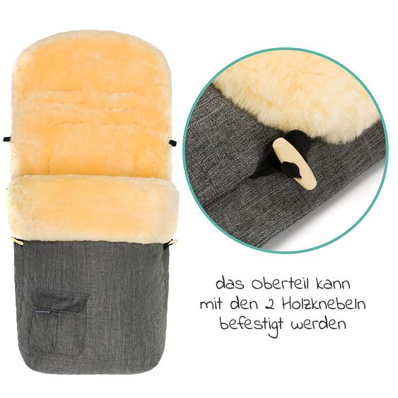 Zamboo Universal Lammfell-Fußsack für Kinderwagen & Buggy - Melange Hellgrau