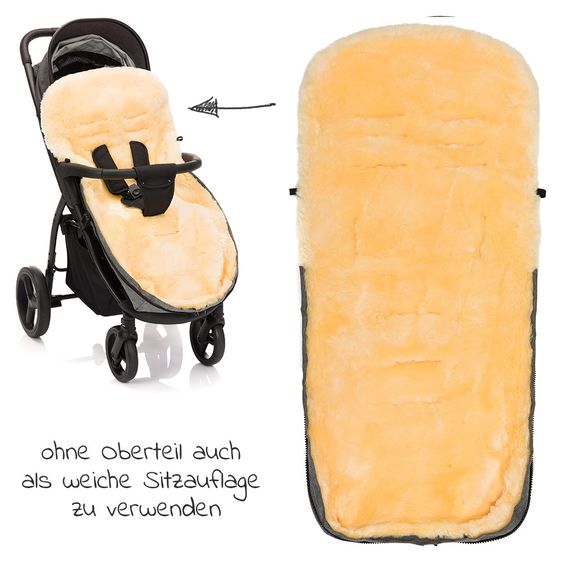 Zamboo Universal Lammfell-Fußsack für Kinderwagen & Buggy - Melange Hellgrau