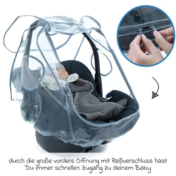 Zamboo Universal rain cover for infant car seat with zipper (e.g. Maxi-Cosi, Cybex, Römer)