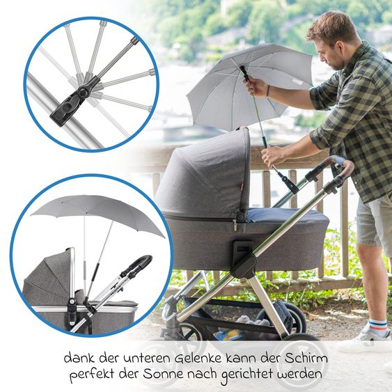 Zamboo Universal Sonnenschirm für Kinderwagen und Buggy - Grau