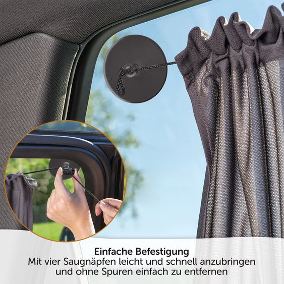 Zamboo Protection Solaire Universelle Slide & Shade avec Fonction Rideau - Pack Double - Gris Foncé