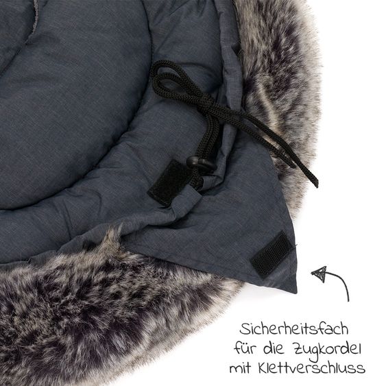 Zamboo Universal Thermo Fleece Footmuff with Fur Collar for Car Seat & Tub - Melange Dark Grey