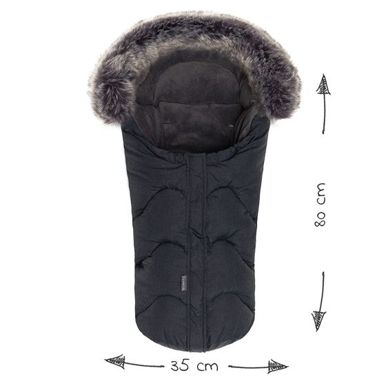 Zamboo Universal Thermo Fleece Footmuff with Fur Collar for Car Seat & Tub - Melange Dark Grey