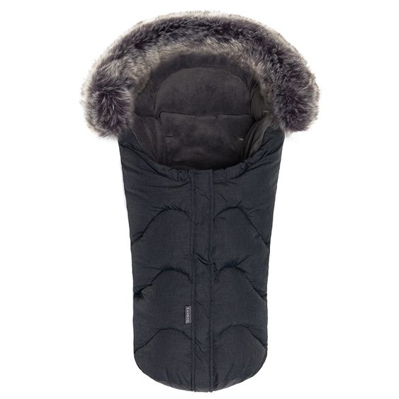 Zamboo Universal Thermo Fleece Footmuff with Fur Collar for Car Seat & Tub - Melange Dark Grey