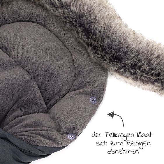 Zamboo Universal Thermo Fleece Footmuff with Fur Collar for Car Seat & Tub - Melange Dark Grey