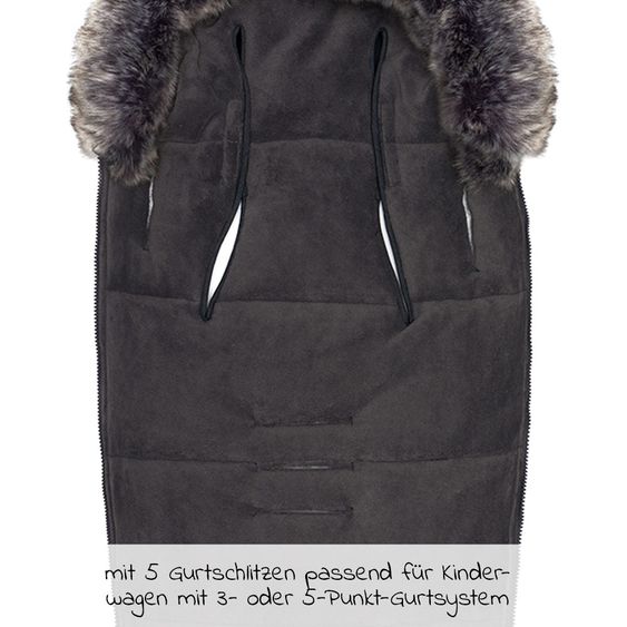 Zamboo Universal Thermo Fleece Footmuff with Fur Collar for Stroller & Buggy - Melange Dark Grey