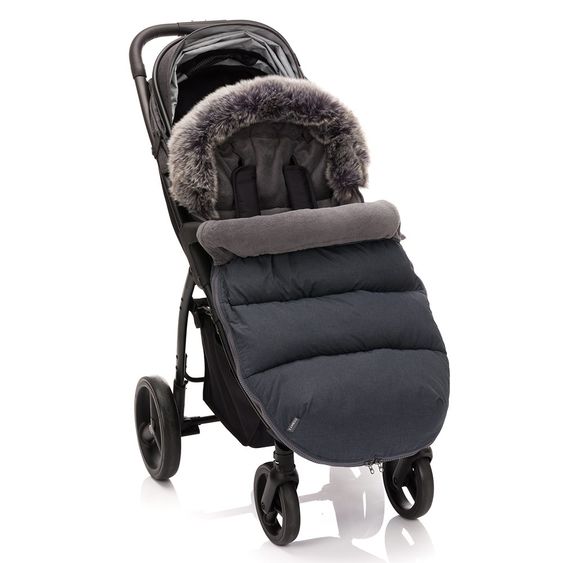 Zamboo Universal Thermo Fleece Footmuff with Fur Collar for Stroller & Buggy - Melange Dark Grey