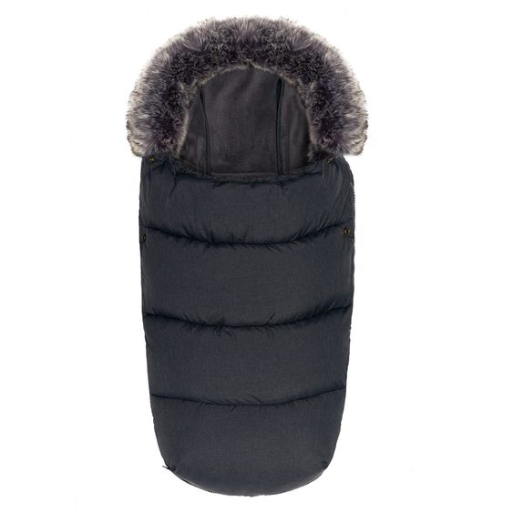 Zamboo Universal Thermo Fleece Footmuff with Fur Collar for Stroller & Buggy - Melange Dark Grey