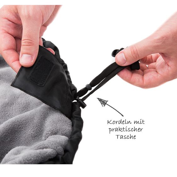 Zamboo Universal Thermo-Fußsack Comfort für Babyschale, Auto-Kindersitz und Babywanne - Schwarz Grau