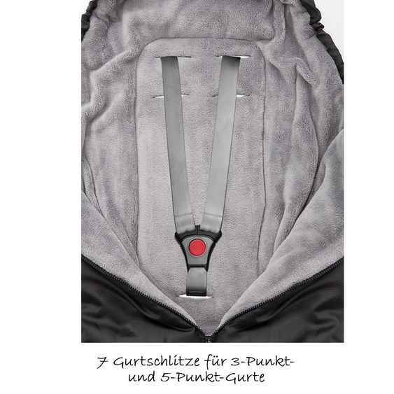 Zamboo Universal Thermo-Fußsack Comfort für Babyschale, Auto-Kindersitz und Babywanne - Schwarz Grau