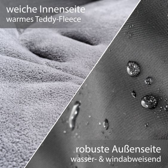 Zamboo Universal Thermo-Fußsack Comfort für Babyschale, Auto-Kindersitz und Babywanne - Schwarz Grau