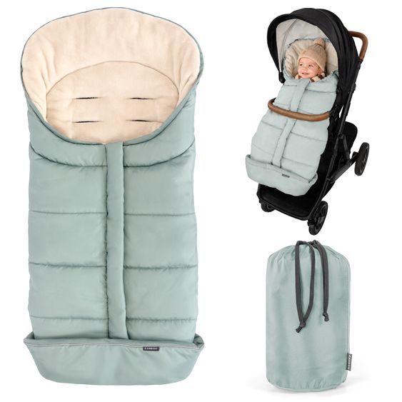 Zamboo Universal Thermo Fußsack Multifunktion Comfort für Kinderwagen und Buggy - Grün Beige