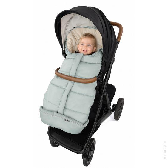 Zamboo Universal Thermo Fußsack Multifunktion Comfort für Kinderwagen und Buggy - Grün Beige