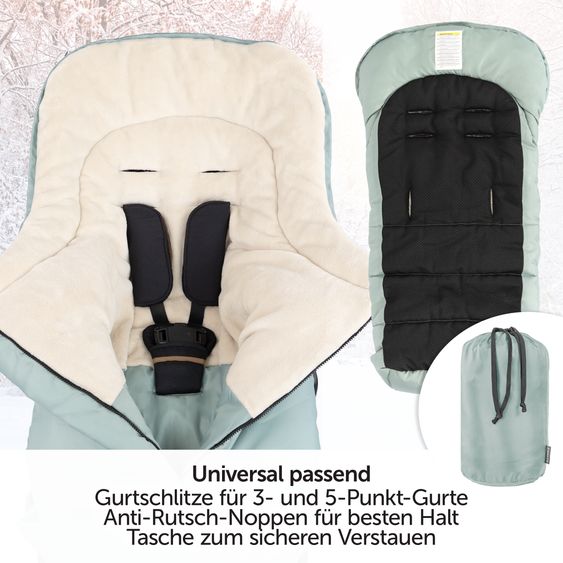 Zamboo Universal Thermo Fußsack Multifunktion Comfort für Kinderwagen und Buggy - Grün Beige