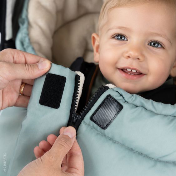Zamboo Universal Thermo Fußsack Multifunktion Comfort für Kinderwagen und Buggy - Grün Beige