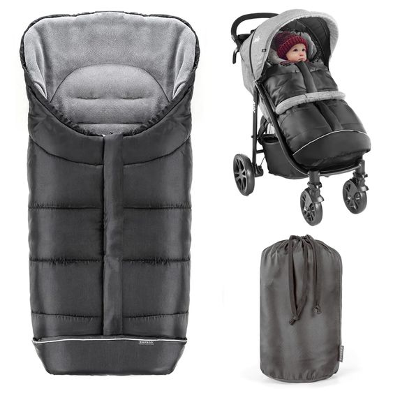 Zamboo Universal Thermo Fußsack Multifunktion Comfort für Kinderwagen und Buggy - Schwarz Grau