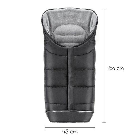 Zamboo Universal Thermo Fußsack Multifunktion Comfort für Kinderwagen und Buggy - Schwarz Grau