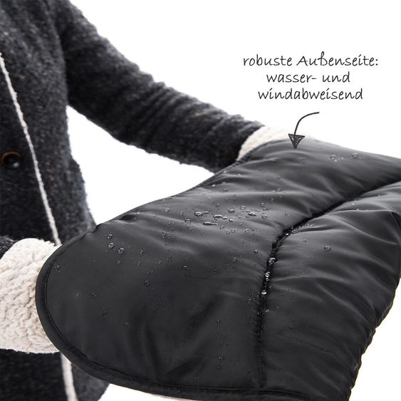 Zamboo Universal Thermo-Handmuff für Kinderwagen und Buggy - Schwarz Grau