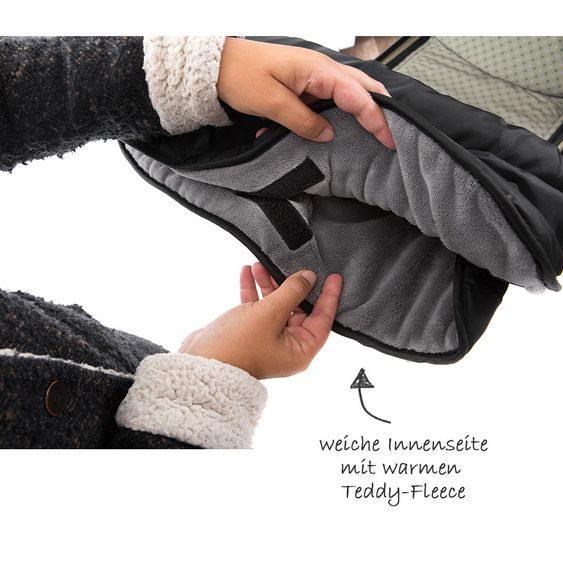 Zamboo Universal Thermo-Handmuff für Kinderwagen und Buggy - Schwarz Grau