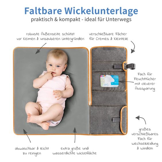 Zamboo Wickel-Kit für Unterwegs - Melange Grau