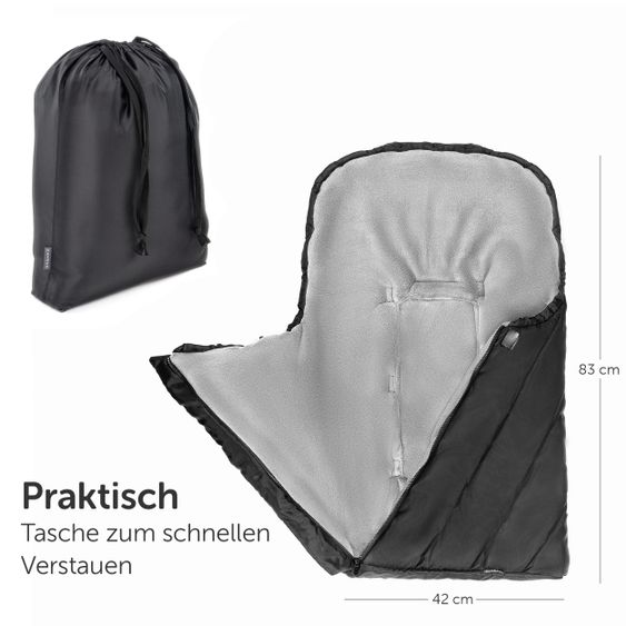 Zamboo Winter-Fußsack Babyschale PRO - für alle Gurtsysteme - Schwarz