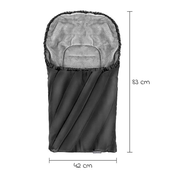 Zamboo Winter Footmuff Deluxe per seggiolino auto (Maxi-Cosi, Römer, ABC Design, Cybex e molti altri) - Nero Grigio