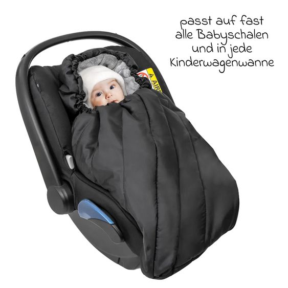 Zamboo Winter Footmuff Deluxe per seggiolino auto (Maxi-Cosi, Römer, ABC Design, Cybex e molti altri) - Nero Grigio