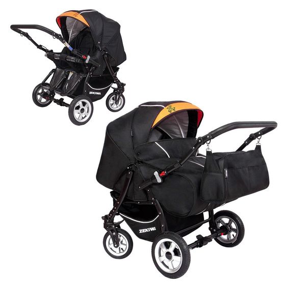 Zekiwa Geschwister- & Zwillingskinderwagen Duett - Black