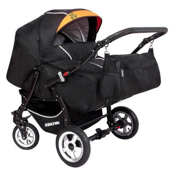 Zekiwa Geschwister- & Zwillingskinderwagen Duett - Black