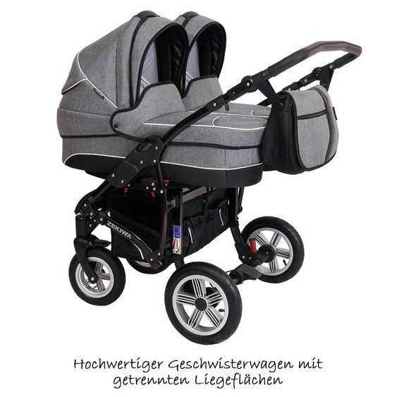 Zekiwa Geschwister- & Zwillingskinderwagen Sport Duo new Line - Dark Grey