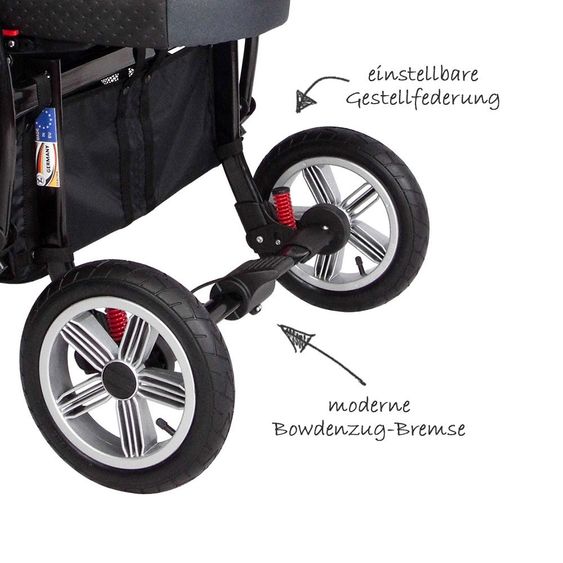 Zekiwa Geschwister- & Zwillingskinderwagen Sport Duo new Line - Dark Grey