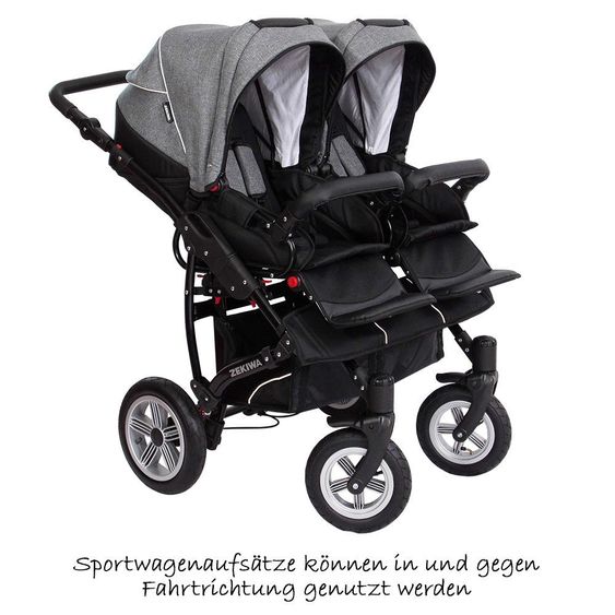 Zekiwa Geschwister- & Zwillingskinderwagen Sport Duo new Line - Dark Grey