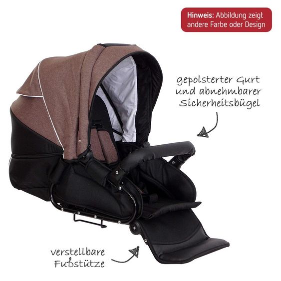 Zekiwa Geschwister- & Zwillingskinderwagen Sport Duo new Line - Dark Grey