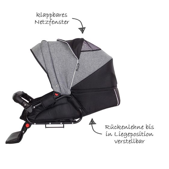 Zekiwa Geschwister- & Zwillingskinderwagen Sport Duo new Line - Dark Grey