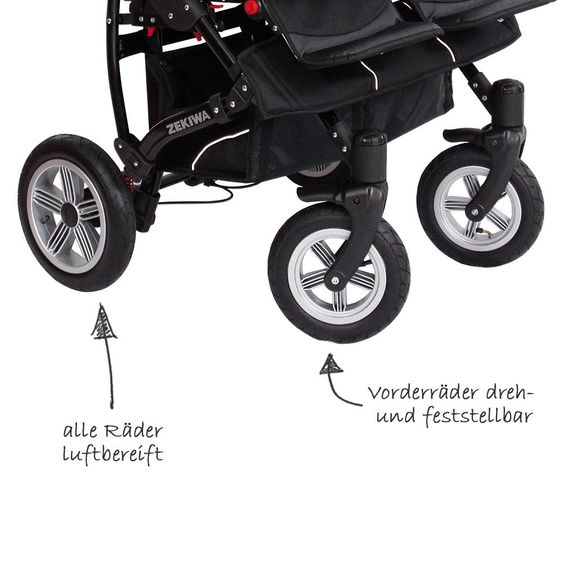 Zekiwa Geschwister- & Zwillingskinderwagen Sport Duo new Line - Dark Grey