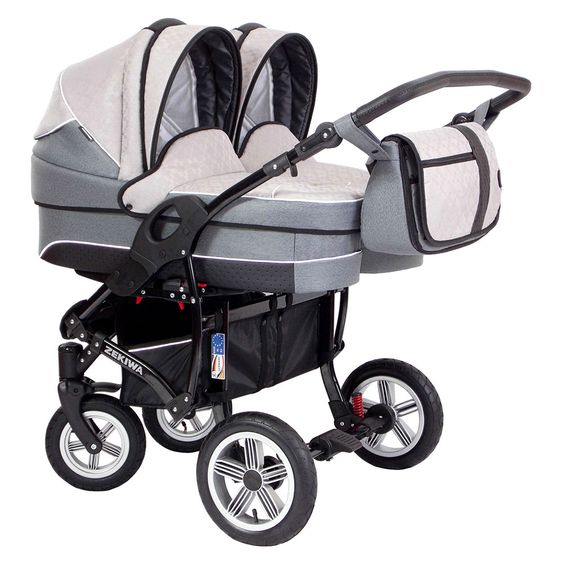 Zekiwa Geschwister- & Zwillingskinderwagen Sport Duo Premium - Karogitter Beige