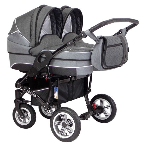 Zekiwa Geschwister- & Zwillingskinderwagen Sport Duo Premium - Karogitter Grau